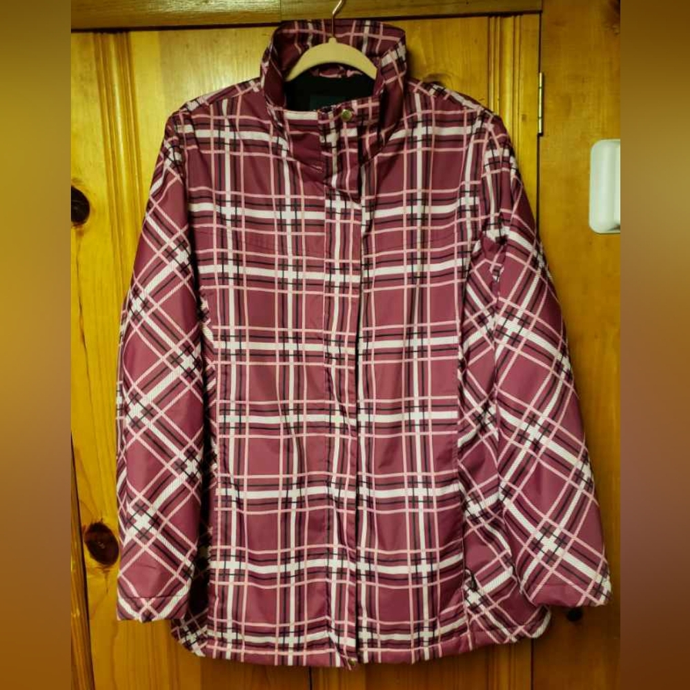 Faded Glory 2 In 1 Snow & Rain Pink Plaid Jacket Womens Size 2X
